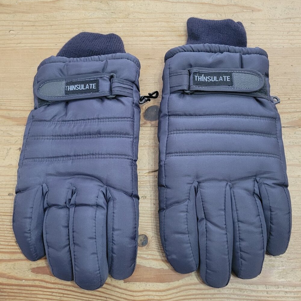 Thinsulate Pair Navy Blue Winter Ski Gloves Insulated Lining Non Slip Palms M/L
